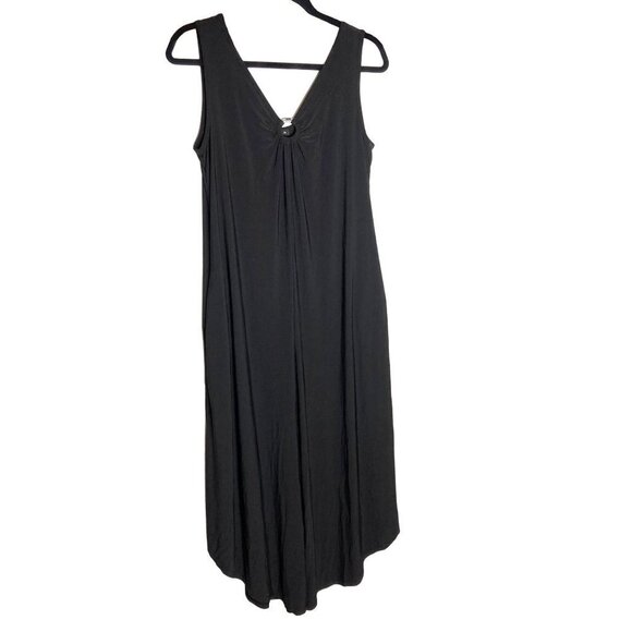 Sami Jo Black Jumpsuit Sleeveless Sz M Flowy Wide Leg Pockets Beach Dressy Retro - Picture 1 of 6
